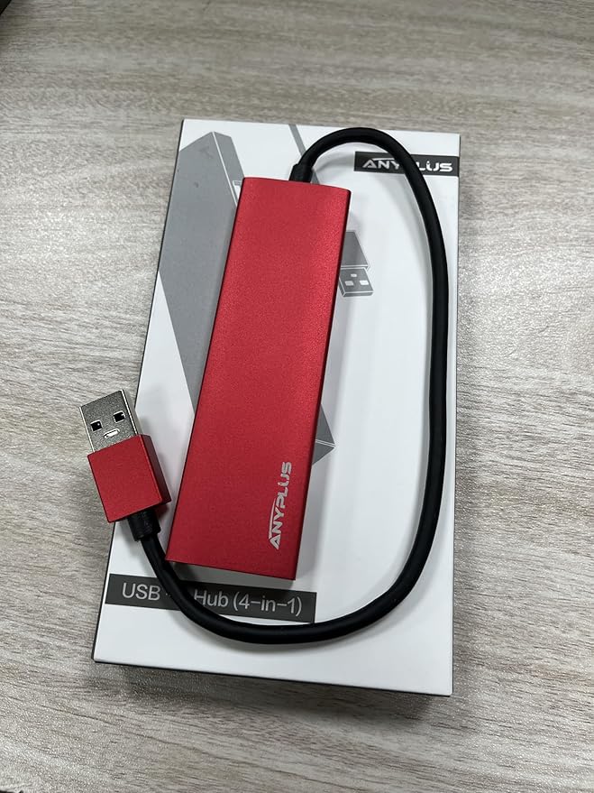 USB Hub, USB 3.0 Hub Aluminum Alloy Ultra Slim USB Splitter, Portable 4 Port USB Extender, USB Hub for Laptop, PC, MacBook, iMac, Surface Pro, Mac Pro, Flash Drive, XPS 【Red】