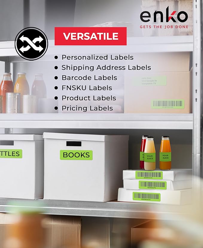 enKo [6 Rolls, 2100 Labels] Address, Shipping & Barcode Labels 30252 - Green (1-1/8" x 3-1/2") Compatible for Dymo LabelWriter & Rollo Printer