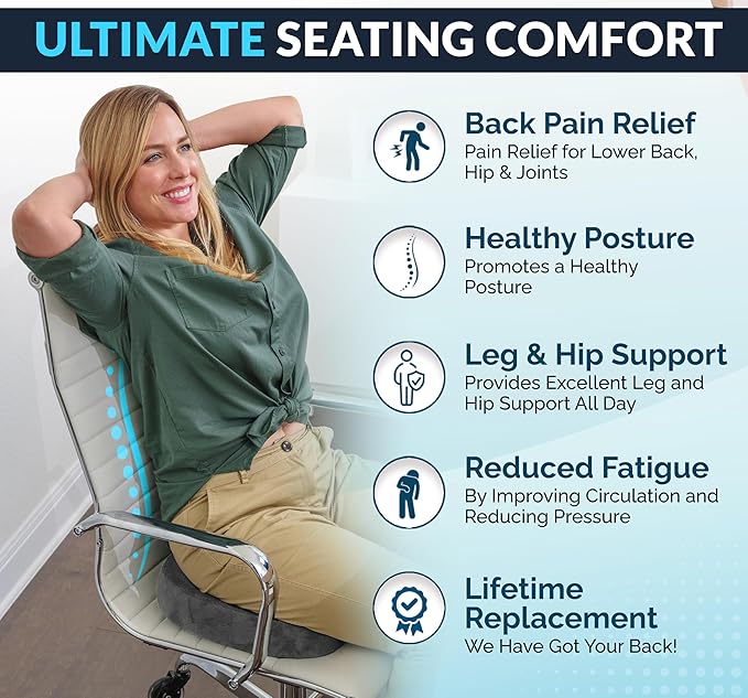 ComfiLife Premium Gel & Memory Foam Seat Cushion – Doctor Recommended Office Chair Cushion, Car Seat Cushion – Chair Cushions for Back & Sciatica Pain Relief – Seat Cushions for Office Desk (Charcoal)