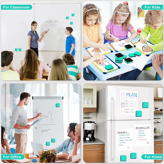 96 Pack Cube Dry Erase Erasers, Mini Magnetic Whiteboard Dry Erasers Chalkboard Cleaner Wiper for Classroom, School, Home, and Office Supplies