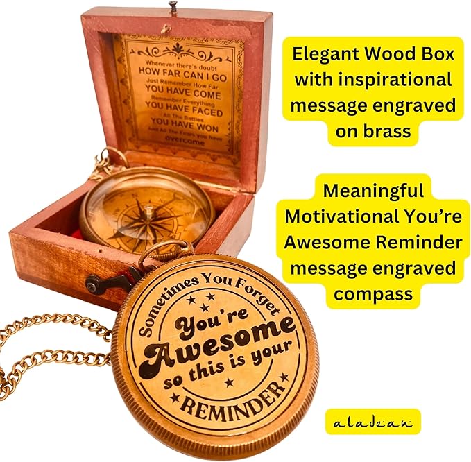 Gift for Son from Mom Dad | Engraved Compass 2" - Father to Son Gifts, Mom to Son Gifts for Graduation 2025, Birthday Baptism Confirmation Communion