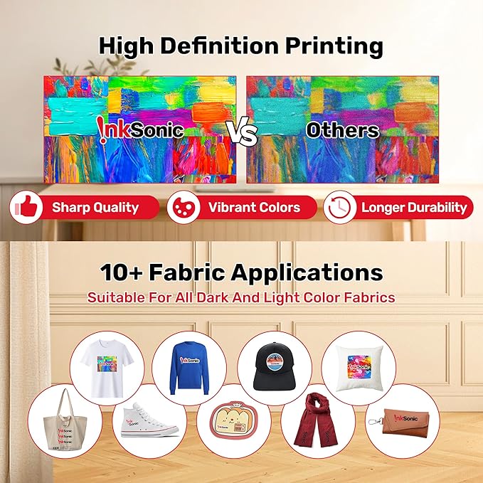 InkSonic R1390 DTF Printer, A3 T shirt Printing Machine with Laptop and Oven Bundle, 13" DTF Printer Machine, Direct to Film Heat Transfer, T-Shirt Maker for Clothes Design, Custom DIY Printing