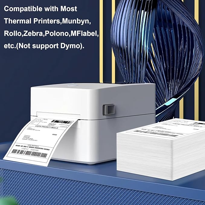 4 x 6 Fanfold Label, 10000 Thermal Shipping Labels for FedEx Shipping Label (10 Stack- 10000 Labels)