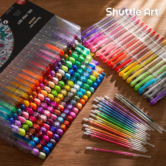 Shuttle Art 360 Pack Gel Pens Set, 180 Colors Gel Pen Set Plus 180 Color Refills Perfect for Adult Coloring Books Doodling Drawing Art Markers