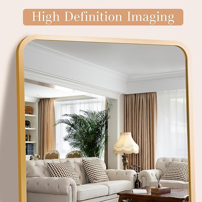 64"x21" Full Length Mirror Rectangle Body Dressing Floor Standing Mirrors for Bedroom & Cloakroom, Gold