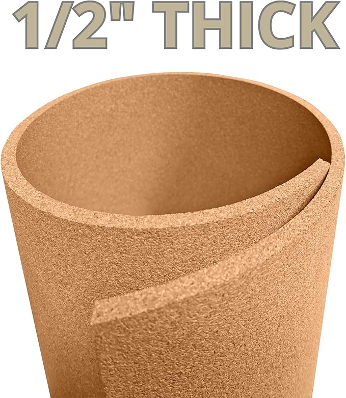 Manton Cork Premium Cork Roll - 4' x 8' x 1/2", 100% Natural Facing Grade Material for Bulletin Boards, Decorative Photo and Message Push Pin Displays - Perfect for Home, School, and Office