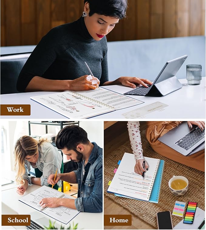 Spiral Notebook Journal 8.5” x 11”, A4 Large Notebooks for Women Men, College Ruled Lined Journal, 100 GSM Paper, Plastic Hardcover Spiral Bound Journals for Work School Note Taking Business, Navy