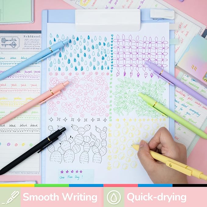 6 Pcs Color Pens for Journaling 0.5mm Fine Point Colored Gel Ink Pen, Smooth Writing Colorful Pens for Note Taking, Gift Set for Women & Men (6 Pcs Vibrant Gold)