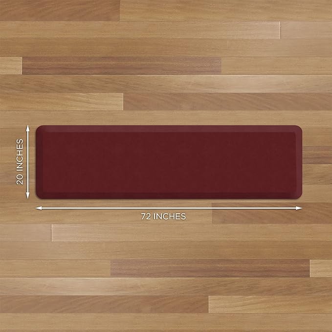 GelPro Anti Fatigue Nonslip Mat: Hard Floor Utility Mats for Garage, Patio and Kitchen - 20" x 72" x .5" - Leather Grain Cranberry