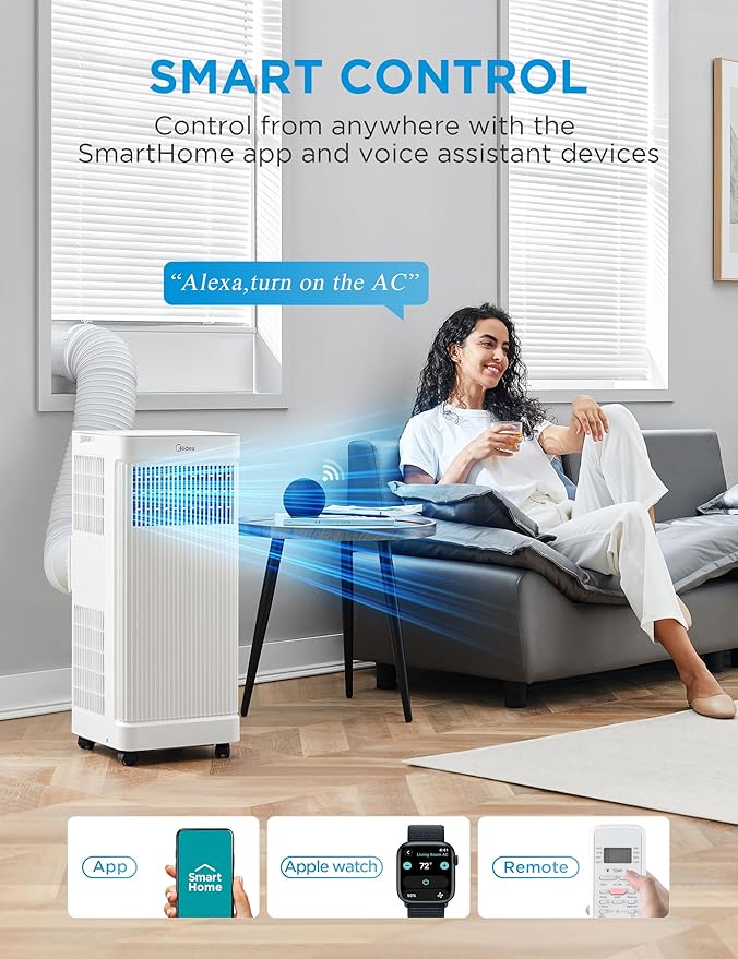 Midea MAP05S1AWT-A Air Conditioner, 8,500 BTU-Smart, White