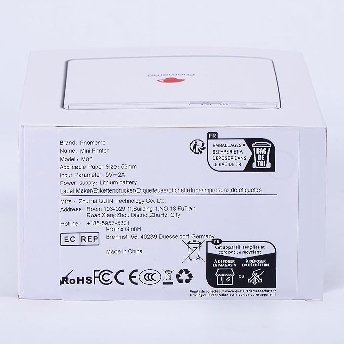 Phomemo Mini Sticker Printer- Mini Printer Sticker Maker Machine M02, Print Pods Suitable for Creative DIY, Diaries, Photos, Study Notes, Portable Thermal Inkless Label Maker for Home/Travel, Black