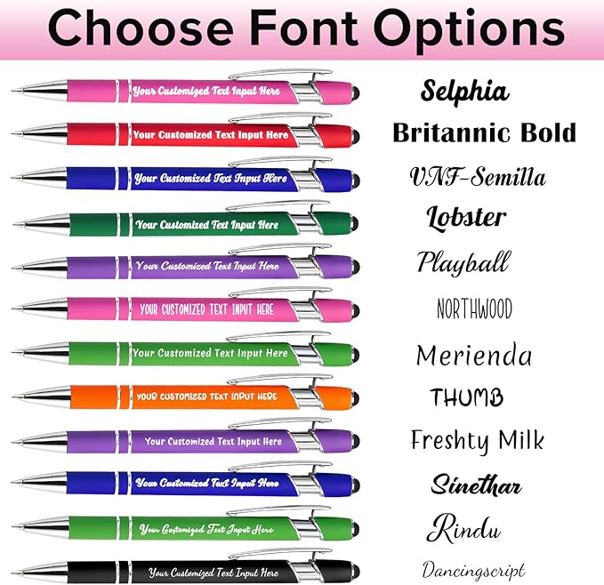 Personalized Ballpoint Pen 24pcs, Custom Pens Free Engraved Bulk with Name Logo, Soft Black Ink Stylus with Touch Metal Office, Gift for Anniversaries, Graduations, Birthdays