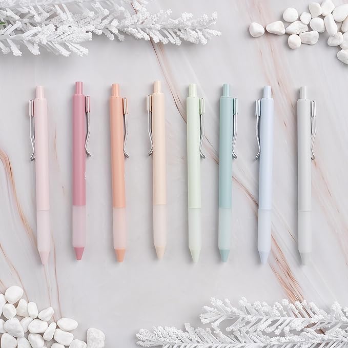 BLIEVE - Gel Pens Matte Finish, Smooth Writing, No Bleed - For Journaling, Bible Notes, Drawing - Cute School Supplies, 8 Pack (Pastel)