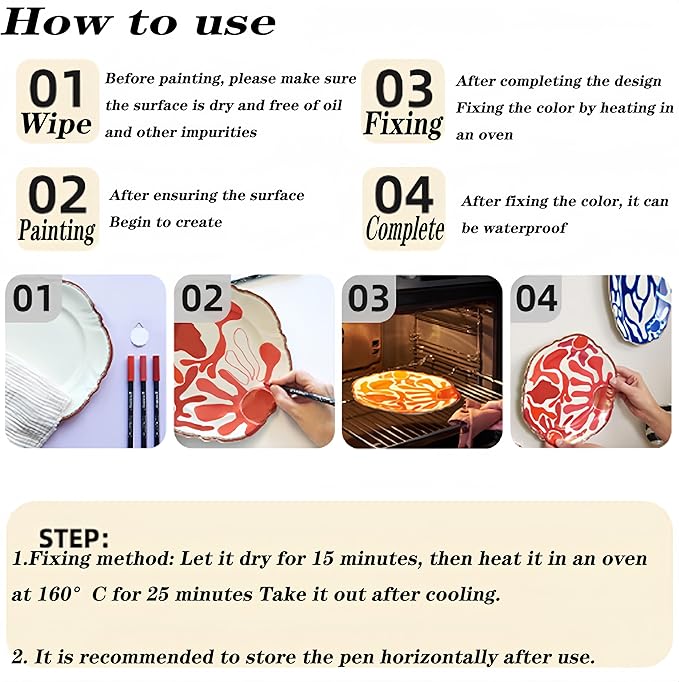 Permanent Marke Ceramics Pens 24 Colors Porcelain Paint Brush Pen for Both Glazed and Unglazed Ceramics Christmas Decoration Wine Markers