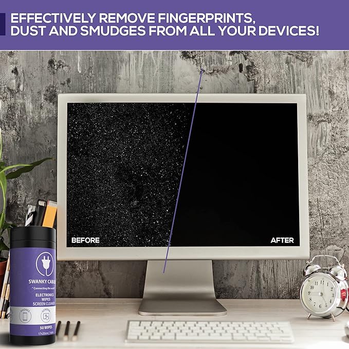 Electronic Cleaning Wipes - Computer, TV, Monitor, Phone, Laptop, Tablet, Keyboard, Camera & Lens Cleaner, Portable Tech Screen Cleaner - With Microfiber Cloth - Canister, 150 Count