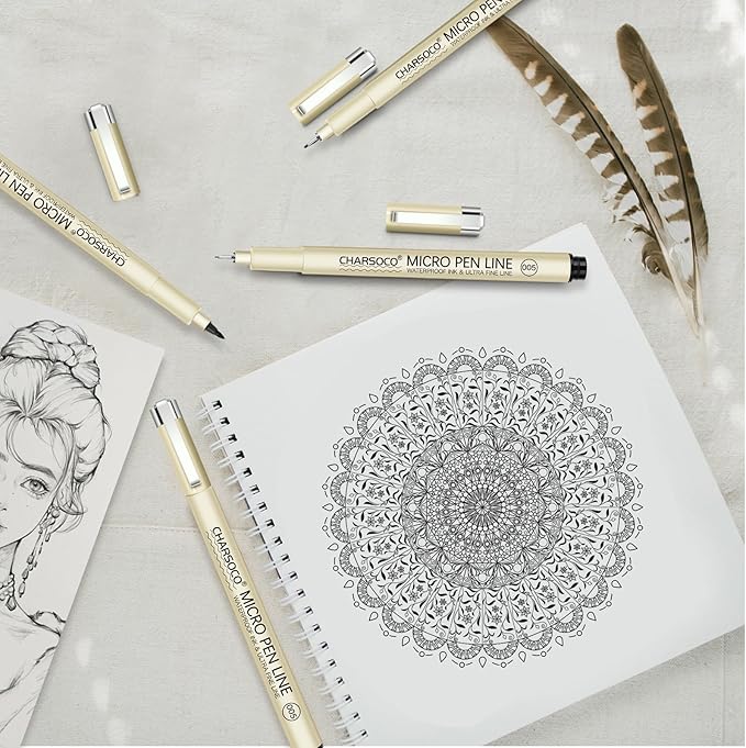 06 Micro Pen, Black Fine Point Pen with Waterproof Archival Ink, 0.5mm Fineliner Ink Pens for Artist Illustration, Sketching, Anime, Manga, Technical Drawing and Scrapbooking