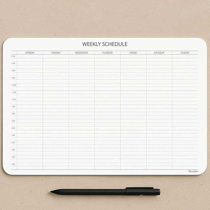 Schedule Pad, Tear Off Undated Weekly Planner Notepad, A4 Size (8,3" X 11,7"), Premium Thick Paper with Cardboard Back Support, Weekly Desk Planner by CLEVER SIGNS