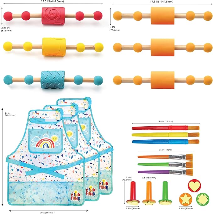 The Kind Mind Company™ Adaptive Art Class Bundle – Complete Set with Foam Grips, Brushes, Rollers, Smocks & Tool Holder – Inclusive Art Supplies for Kids & Adults with Mobility Challenges