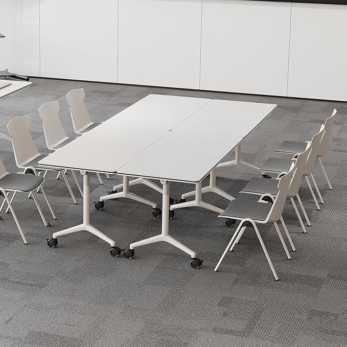 Folding Conference Room Tables 6 Pack, Foldable Modern Mobile Meeting Table Desk Training Table 6FT Large Rolling OfficeTable for Conference Training Classroom (4, 63" * 23.6" * 29.5")