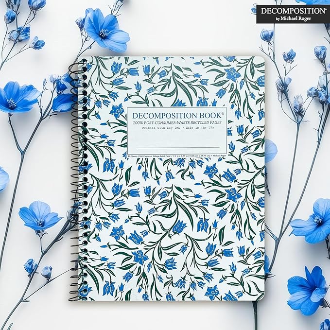 Decomposition Bluebells College Ruled Spiral Notebooks – 9.75 x 7.5 Journal with 160 Lined Pages – Notebooks for School Supplies, Home & Office – 100% Recycled Paper – Made in USA