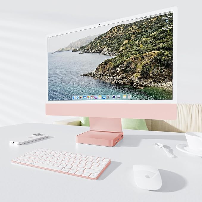 USB C HUB for iMac 24 inch 2021/2023, PULWTOP USB Hub Adapter iMac Accessories for M1/M3 with USB C 10Gbps 3*USB A SD/TF, Docking Station Support Expand M.2 SSD (Not Included), Color not for i.Mac M4