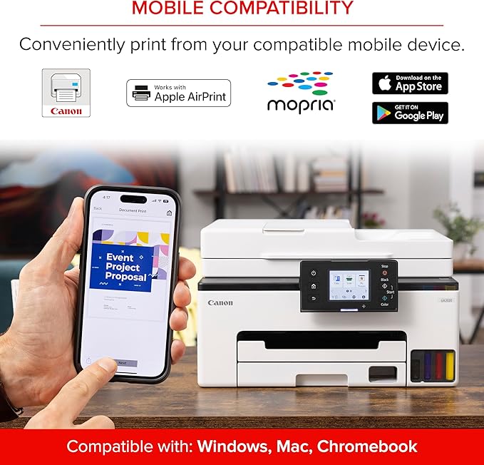 Canon Megatank GX2020 All-in-One Wireless Supertank [Megatank] Printer | Print, Copy and Scan| Mobile Printing |2.7" LCD Color Touchscreen | Auto Document Feeder and Auto Duplex Printing