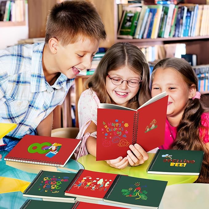 Yahenda 18 Pcs Spiral Notebook Bulk A5 Journal Lined 8.3'' x 5.5'' Writing Composition Paper Small Notepad Subject Notebook for Students Office Business Back to School Supplies (Deep Green,Red)