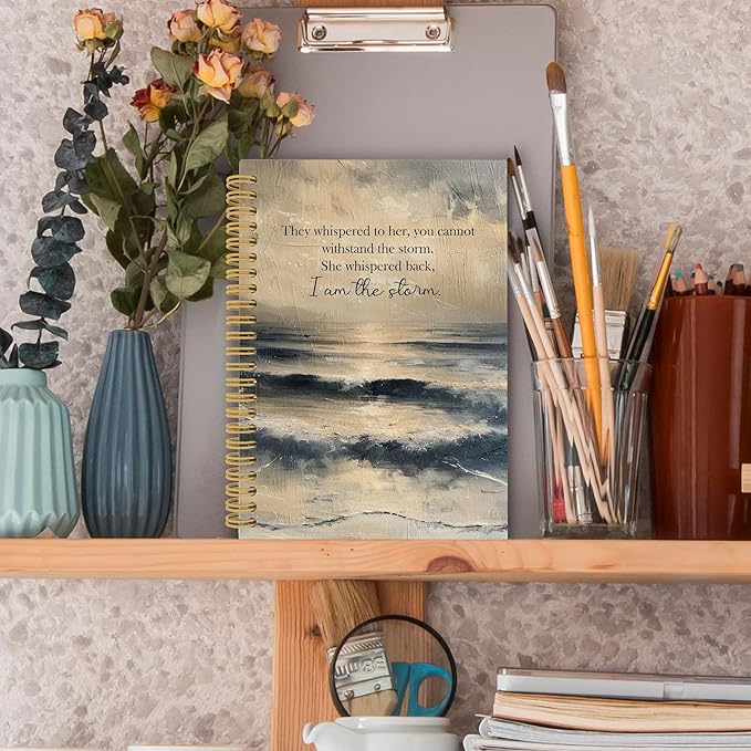 Inspirational Beach Spiral Notebook, Motivational Ocean Journaling Notebooks for Note Taking, Motivational Hardcover Journals for Women 160 Pages 5.5x8.3 Inch, Inspirational Empowerment Gifts