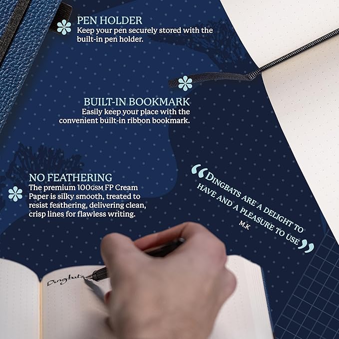 Dingbats* Wildlife Lined Writing Journal Notebook A5 - Vegan Leather Hardcover - Ideal for Work, Travel - Pocket, Elastic Closure, & Bookmark