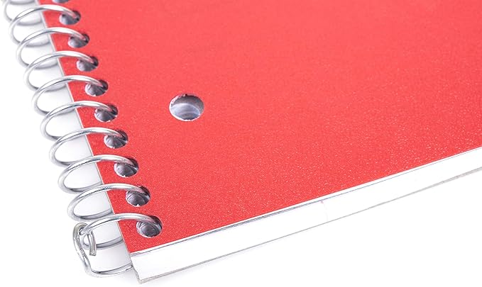 Mintra Office Durable Spiral Notebooks, 1 Subject, (Red, College Ruled 12pk), 100 Sheets, Poly Pocket, Moisture Resistant Cover, School, Office, Business, Professional