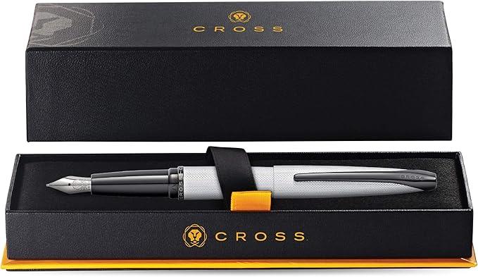 Cross ATX Refillable Fountain Presented in a Luxury Gift Box - Medium Point, Black Ink, Sandblasted Chrome