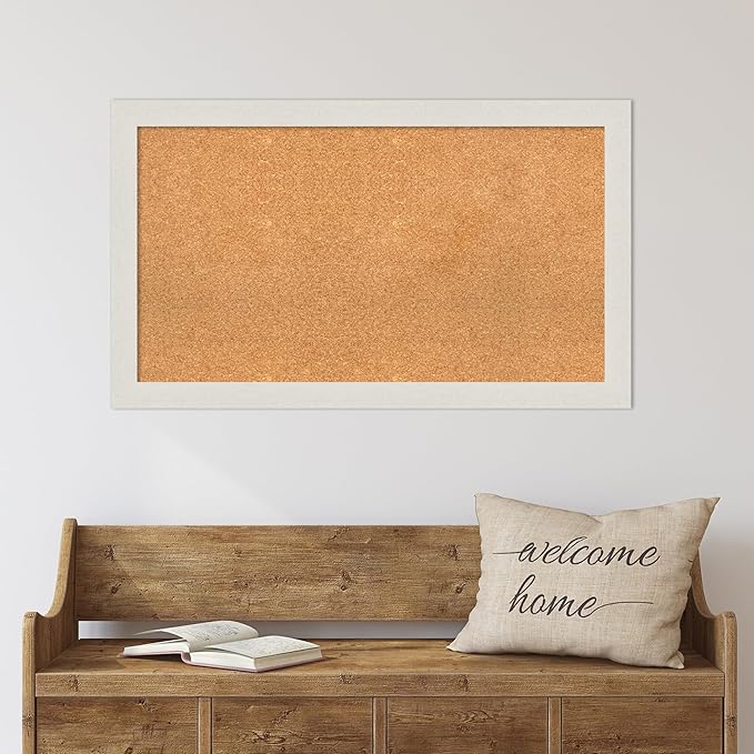 Amanti Art Natural Cork Board for Wall, 23x39 Vision Board with White Frame, Large Corkboard Office Decor for Home Organization, Country Rustic Corkboard Pinboard to Display Items for Home
