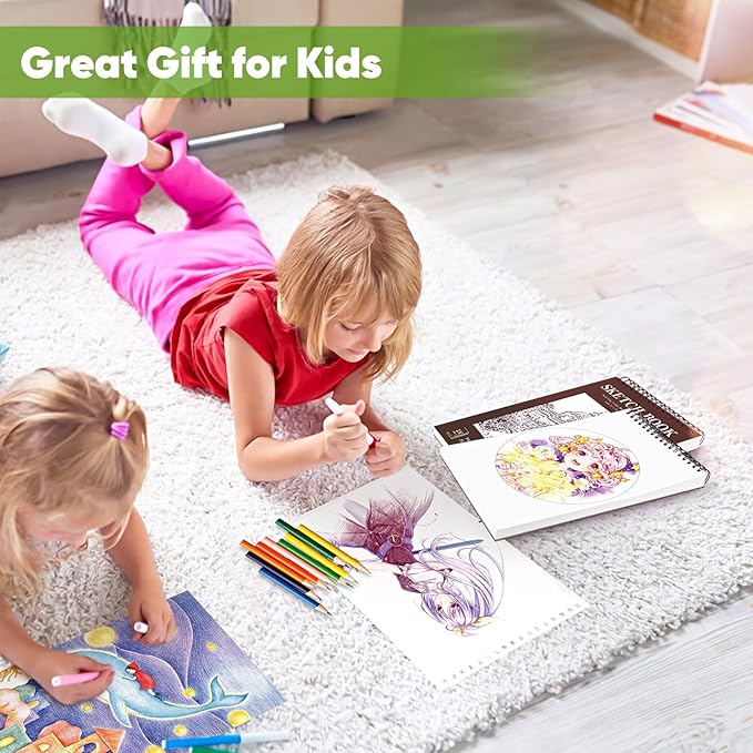 Soucolor 8" x 10" Blank Spiral Notebook| 100 Sheets 68lb/100gsm| Classroom Must Haves Supplies, Back to School Supplies for Teachers & Students| Small Sketchbook Drawing Paper for Kids and Adults