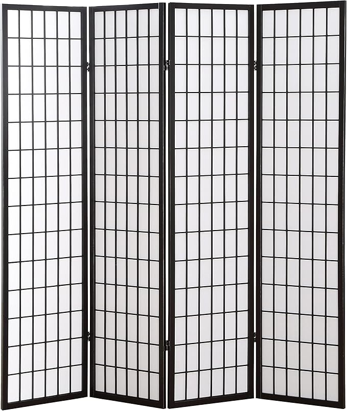 NicBex Room Divider 4 Panel Room Dividers with Oriental Style Partition Room Dividers and Folding Privacy Screens Wall Divider for Home, Office, Room Separation,72" W x 2" D x 72" H, Black