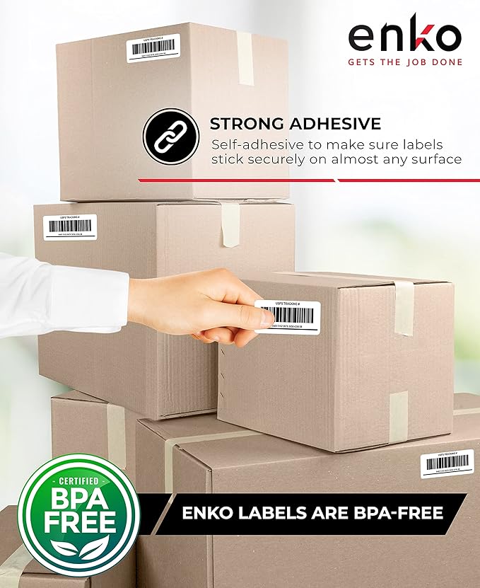 enKo (6 Rolls / 6000 Labels) 30334 Dymo Compatible Multipurpose Barcode (1-1/4" x 2-1/4")