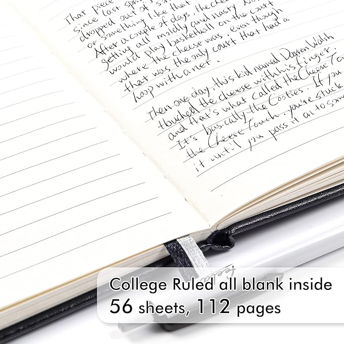 feela 6 Pack Pocket Mini Notebooks Bulk, Small Cute Memo Notepads Hardcover College Ruled Lined Journals with Pen Holder for School Business Work, with 6 Black Pens, 3.5”x 5.5”, A6, Black