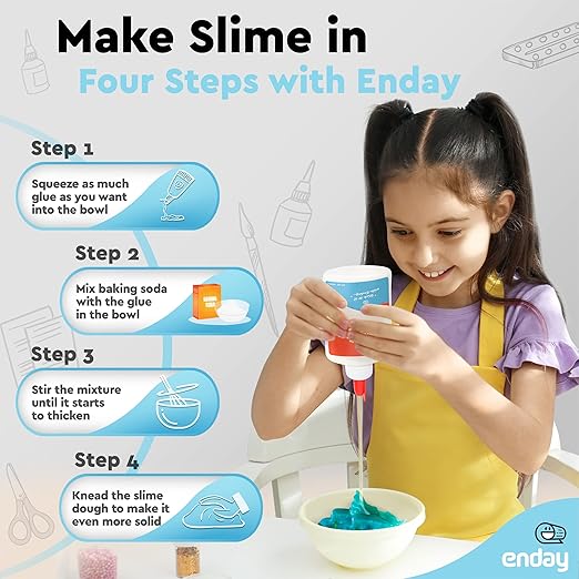 Liquid Glue (12 Pack) - 4 oz Washable School Glue, Bulk, Non-Toxic for Kids, for Slime, Arts and Crafts - by Enday