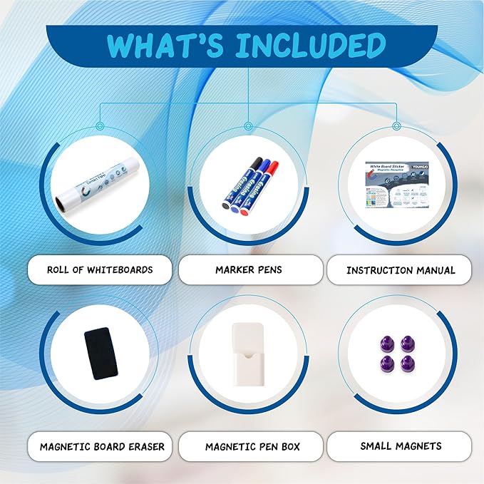 YOUNGJQ Magnetic Whiteboard Contact Paper 24" x 16" Adhesive Dry Erase White Board Sticker for Wall, Peel and Stick Wallpaper Easy to Write and Clean for Fridge Home Office