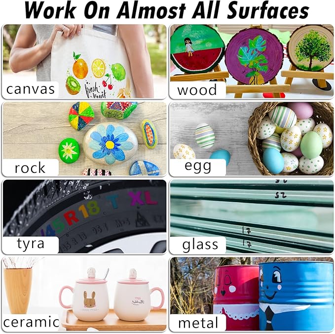 Yellow Paint Pens Paint Markers - 2 Pack Permanent Quick Dry Waterproof Marker Pens for Rocks Wood Fabric Plastic Canvas Glass Mugs Metal Tire Stone