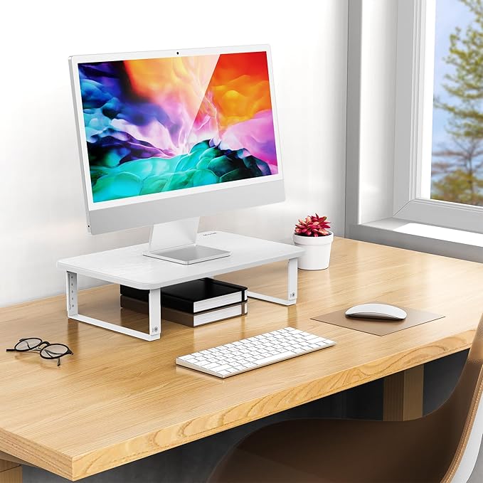 BESIGN MS01 Monitor Stand Riser, Height Adjustable Laptop Stand, Computer Monitor Stand for Monitor, Computer,Laptop,Printer (White)