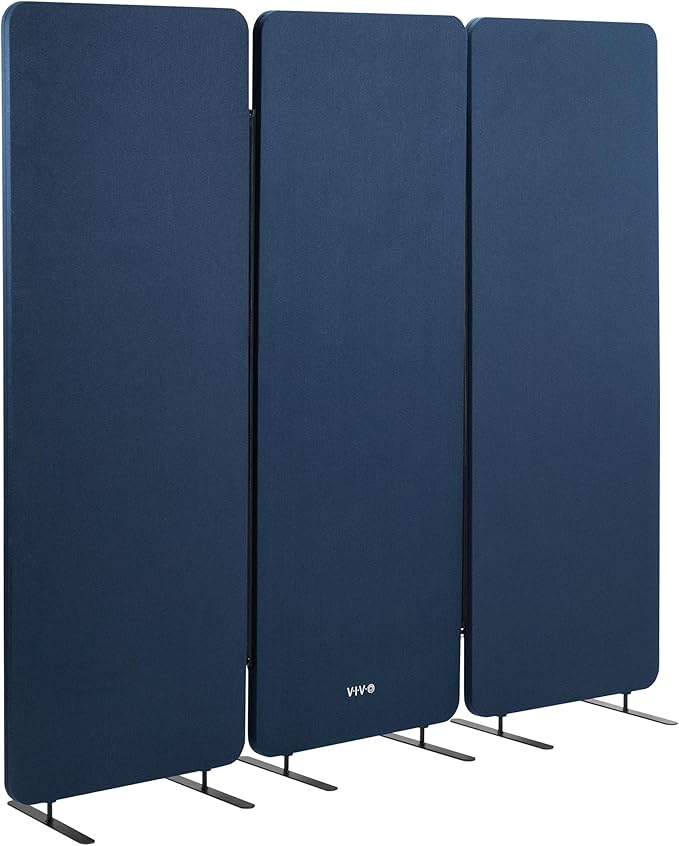 VIVO Freestanding 72 x 66 inch Privacy Panel, Cubicle Divider, Acoustic Wall Partition, x3 24 inch Panels, Navy Blue, PP-3-T072NB