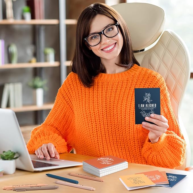 24 Set/48 Pcs Positive Affirmation Gift Set Gratitude Notebooks with Pens Small Bags Motivational Encouragement Notepads Daily Affirmations Journal for Women Stress Relief Self Care (Simple)