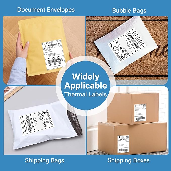 LotFancy 4x6 Thermal Labels, 2000 Shipping Labels, Perforated, White Postage Mailing Labels Compatible with Zebra, Rollo, Elton Thermal Printer, Permanent Adhesive