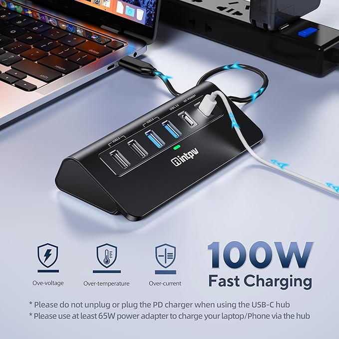 USB C Hub, INTPW 9-in-1 USB C to HDMI Adapter with 4K HDMI, PD 100W, USB-C and 2 USB A 3.0 5Gbps, 2 USB A 2.0, SD/TF Slots for MacBook Pro/Air, iPad Pro, iPhone 15/16 Series and Other Type C Devices