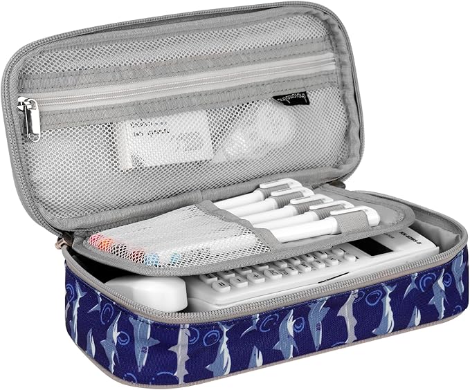 Choco Mocha Sky Pencil Case for Boys, Soft Pencil Case Kids Pencils Pouch for Kindergarten Boys, Blue