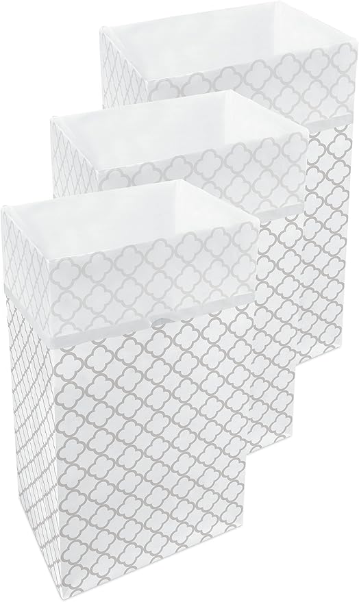 | 30 Gallon Disposable Trash Cans (3-Pack) with Fitted Trash Bags - Reusable Garbage and Recycling Bins for Parties, Events, and More (Trellis - 30” Height x 17” Width x 14” Depth)