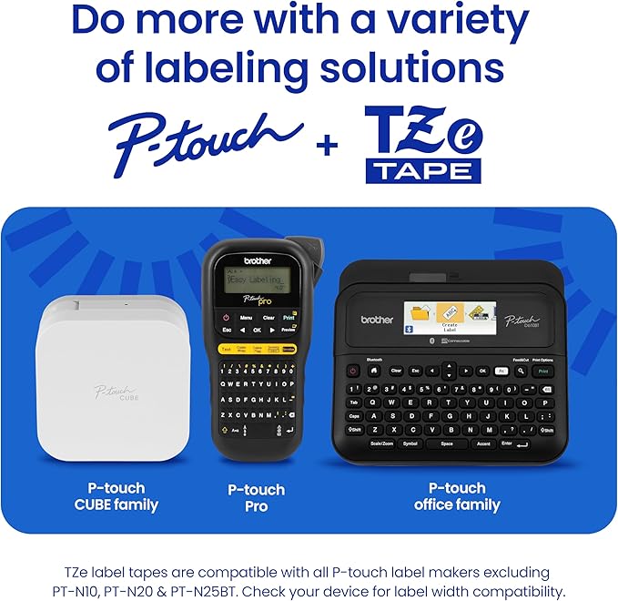 Brother Genuine TZe231~1/2” Black Print on White Label Tape. Each: 0.47 in x 26.2 ft (12 mm x 8 m)