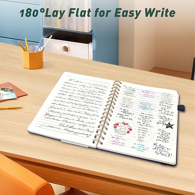 Lined Spiral Journal Notebook for Women & Men, College Ruled Hardcover Notebook for Work & Note Taking, Journals for Writing, 100 GSM, Business, School, 140 Pages, A5(5.8"x8.5") - Dark Green