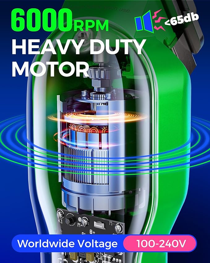 GLAKER Hair Clippers for Men Professional - Cordless Clippers and Trimmers Set, Complete Barber Kit for Hair Trimming & Beard Grooming, Mens Haircutting Kits for Blending & Fade Cuts (Green)