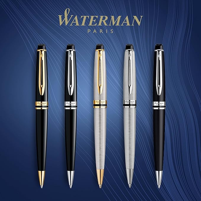Waterman Expert Ballpoint Pen, Matte Black CT, Medium Nib, Blue Ink
